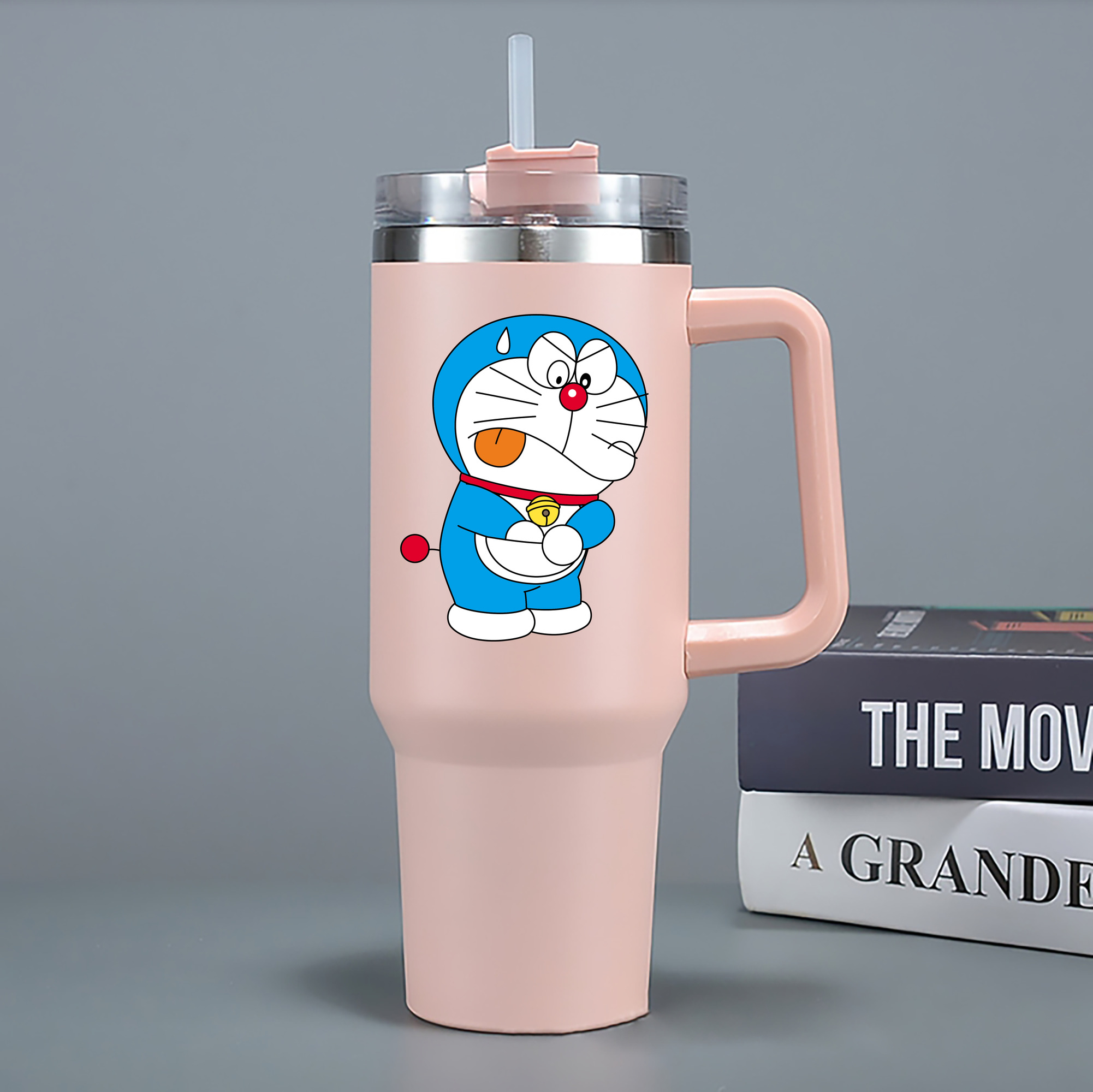 （画像用） ドラえもん Doraemon 1200mL車用タンブラー - クリスタルステッカー（プラスチックストロー付き）
